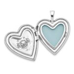 Sterling Silver Rhodium-plated Diamond & Vibrant CZ Heart Locket - Image 4