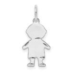Sterling Silver Rh-plt Engraveable Boy Polished Front/Back Disc Charm