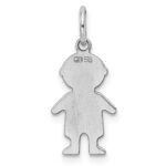 SS Rh-plt D/C Engraveable Boy Polished Front/Satin Back Disc Charm - Image 4