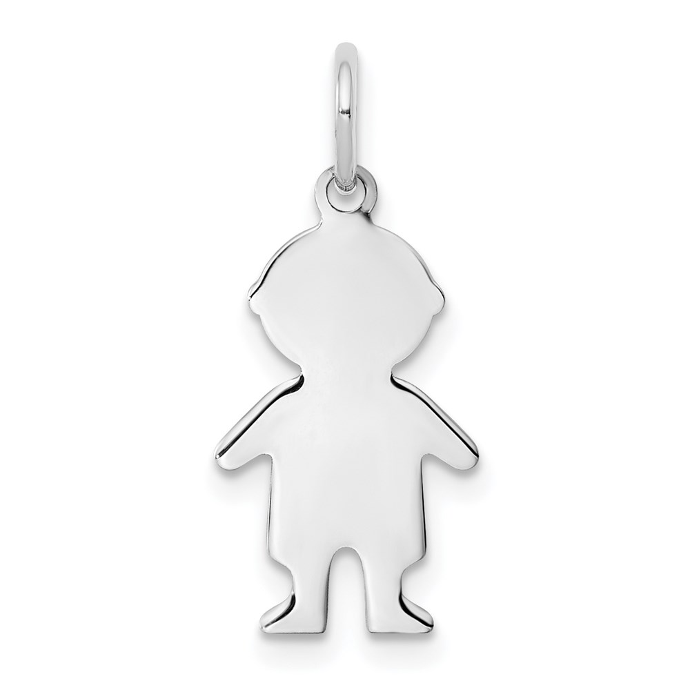 QM329-1.jpg Sterling Silver Rhod-plated Eng. Boy Polished Front/Back Disc Charm - Image 1