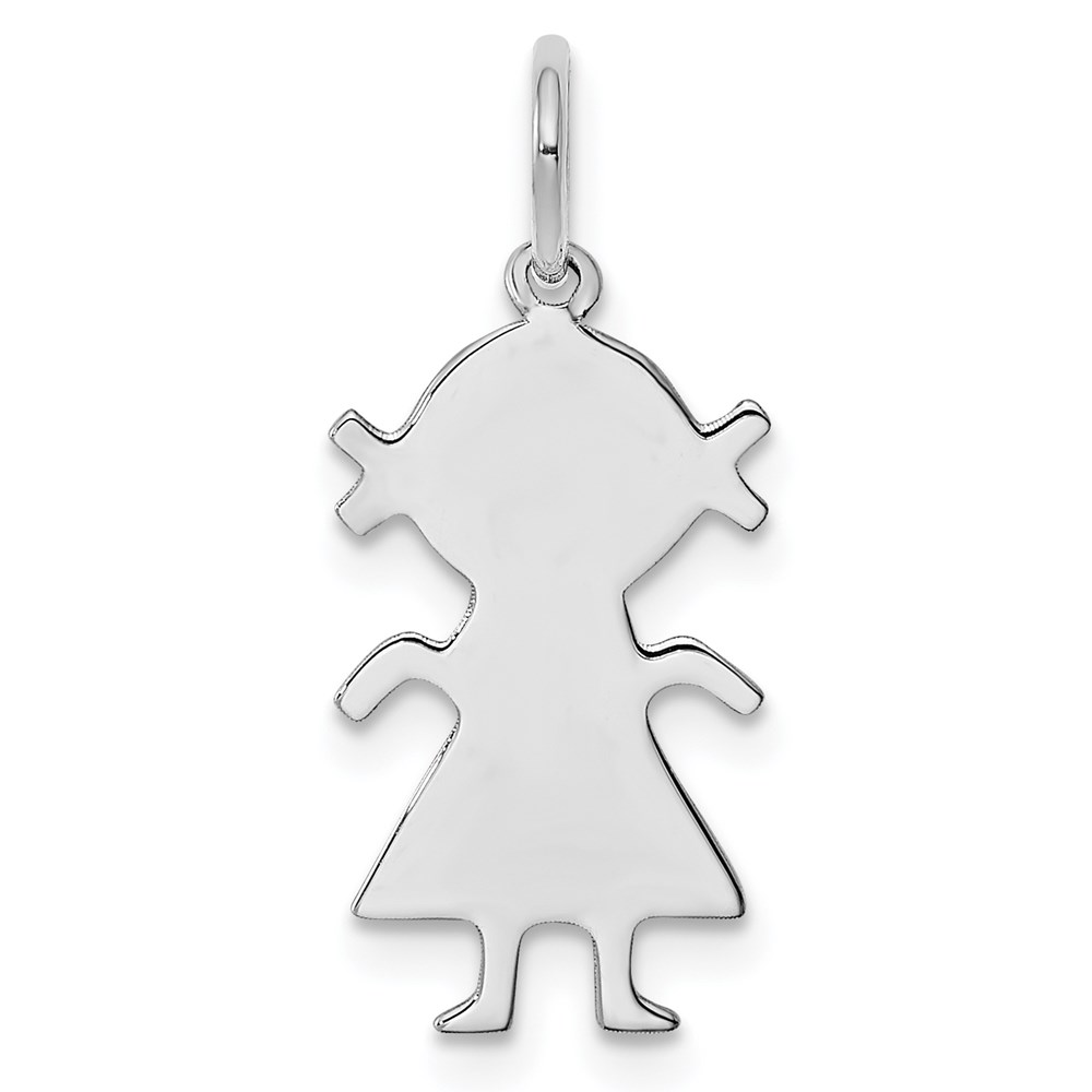 QM330-4.jpg Sterling Silver Rhod-plated Eng. Girl Polished Front/Satin Back Disc Charm - Image 1