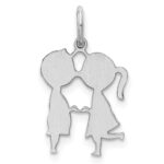 SS Rh-plt Engraveable Boy/Girl Polished Front/Satin Back Disc Charm - Image 4