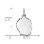 Sterl Silver Rh-plt Engraveable Boy Polished Front/Satin Back Disc Charm - Image 3