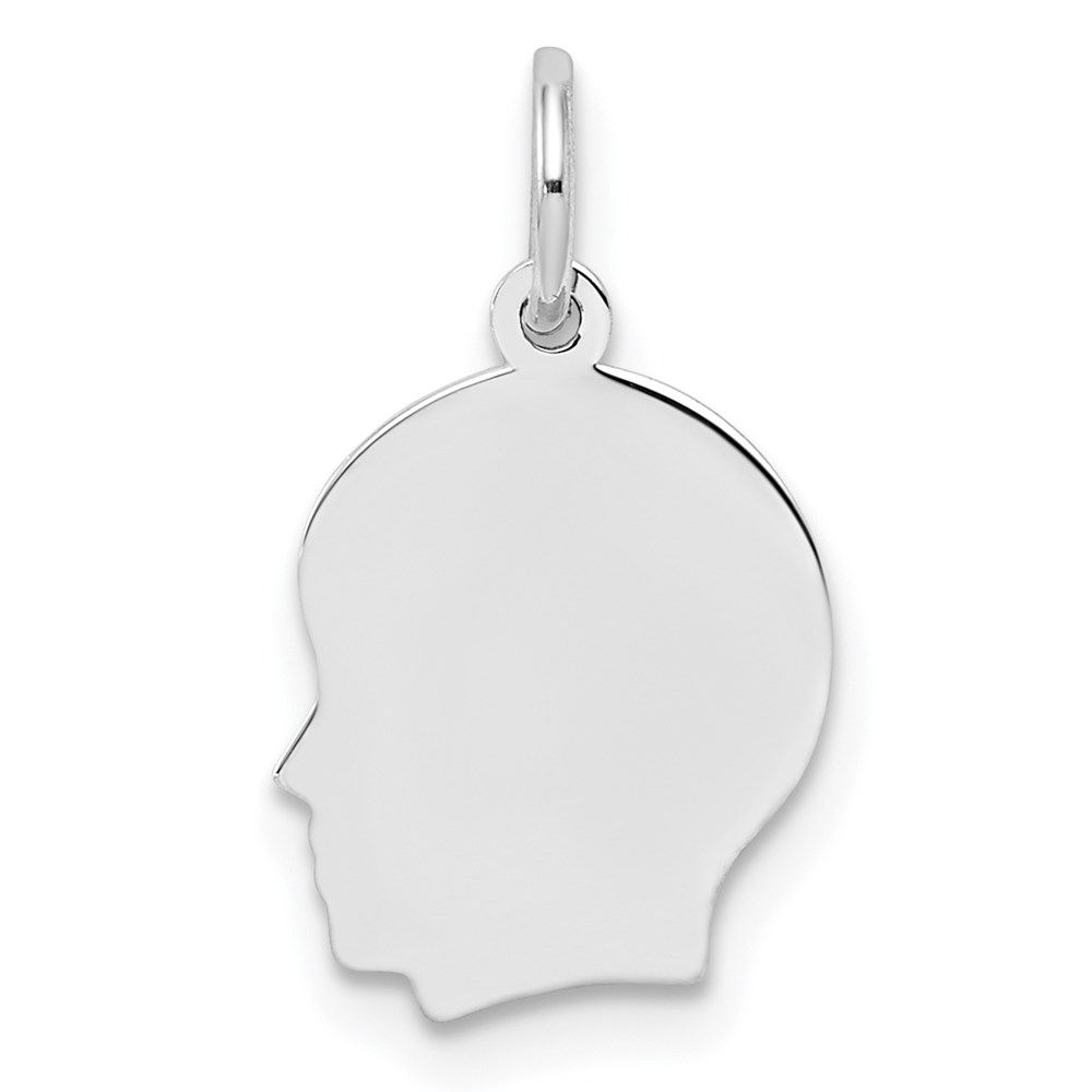 QM348-4.jpg Sterl Silver Rh-plt Engraveable Boy Polished Front/Satin Back Disc Charm - Image 1