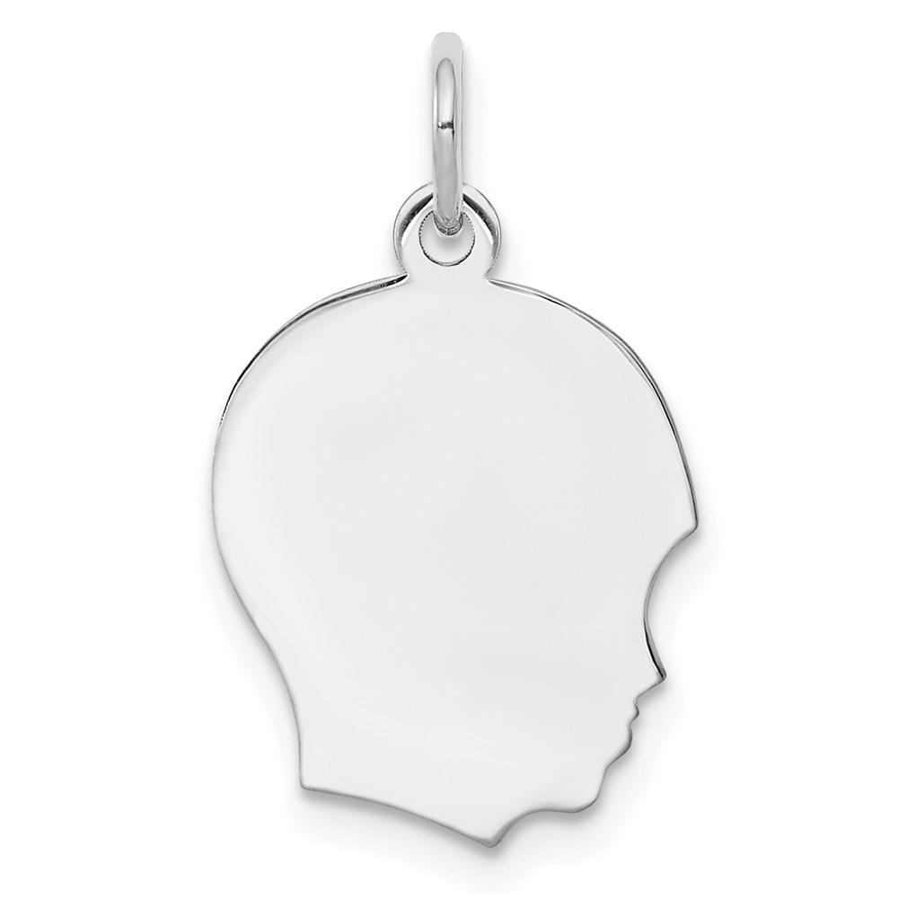 QM352.jpg Sterl Silver Rh-plt Engraveable Boy Polished Front/Satin Back Disc Charm - Image 1