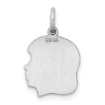 Sterl Silver Rh-plt Engraveable Girl Polished Front/Satin Back Disc Charm - Image 4