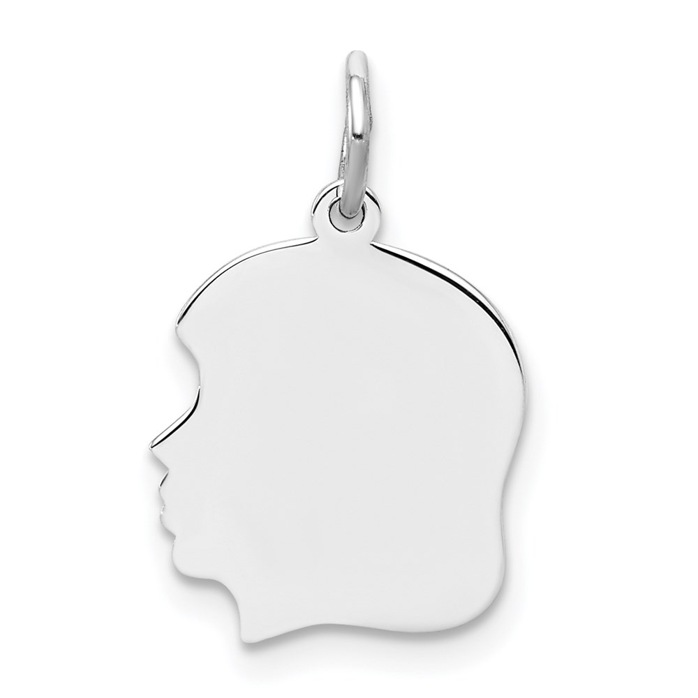 QM355-4.jpg Sterl Silver Rh-plt Engraveable Girl Polished Front/Satin Back Disc Charm - Image 1