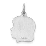 Sterl Silver Rh-plt Engraveable Girl Polished Front/Satin Back Disc Charm - Image 4
