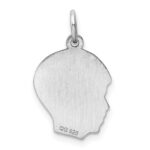 Sterl Silver Rh-plt Engraveable Boy Polished Front/Satin Back Disc Charm - Image 4