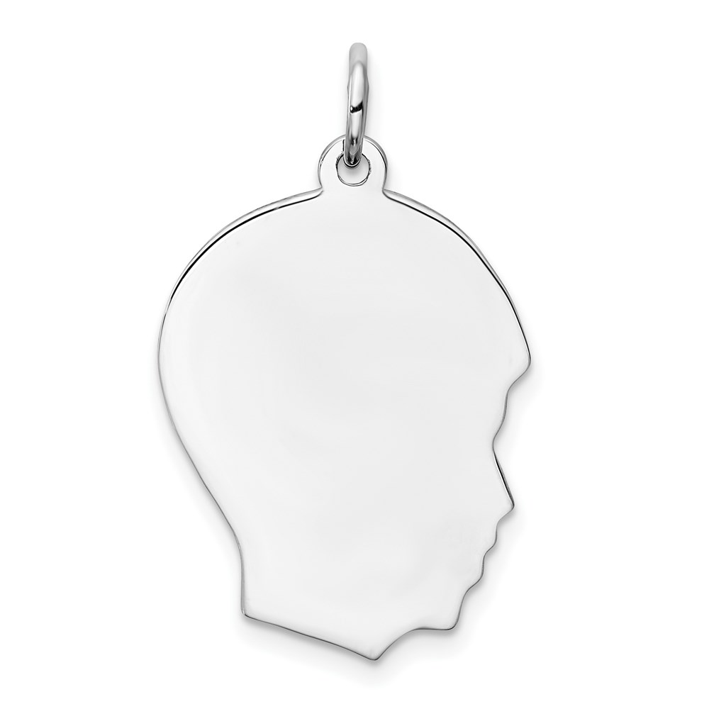 QM358-6.jpg Sterling Silver Rhod-plate Eng. Boy Polish Front/Satin Back Disc Charm - Image 1