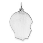 Sterling Silver Rhod-plate Eng. Boy Polished Front/Satin Back Disc Charm - Image 4