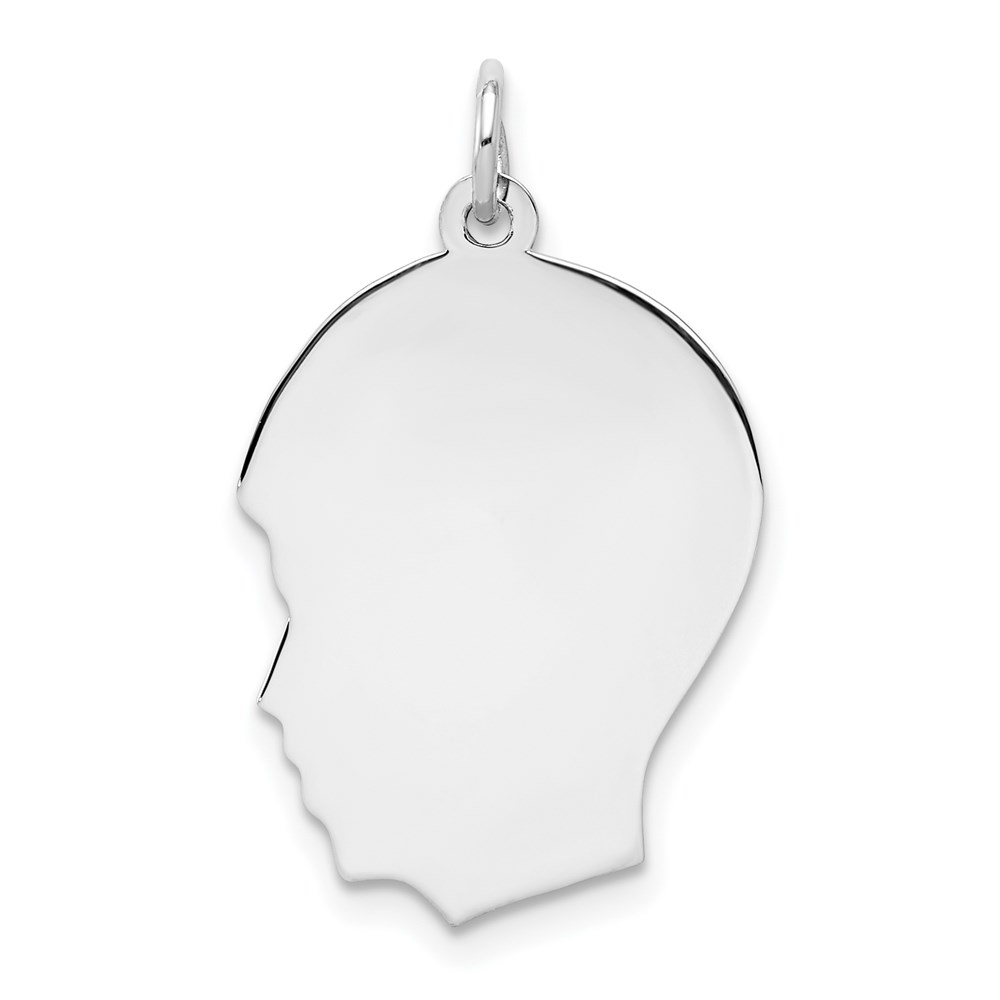 QM360-6.jpg Sterling Silver Rhod-plate Eng. Boy Polished Front/Satin Back Disc Charm - Image 1