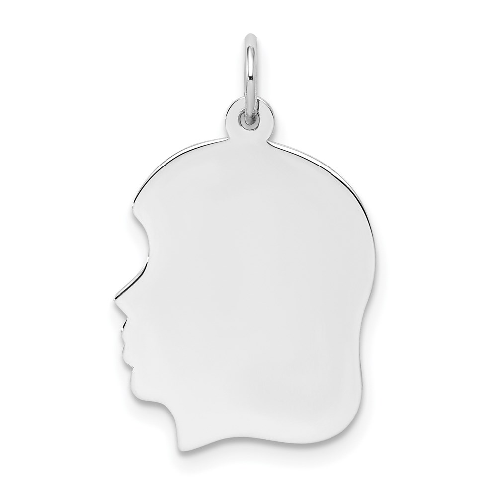 QM361-4.jpg Sterling Silver Rhod-plate Eng. Girl Polished Front/Satin Back Disc Charm - Image 1