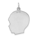 Sterl Silver Rh-plt Engraveable Boy Polished Front/Satin Back Disc Charm - Image 3