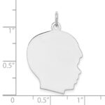 Sterl Silver Rh-plt Engraveable Boy Polished Front/Satin Back Disc Charm - Image 4