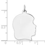 Sterl Silver Rh-plt Engraveable Girl Polished Front/Satin Back Disc Charm - Image 3