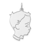 Sterl Silver Rh-plt Engraveable Boy Polished Front/Satin Back Disc Charm