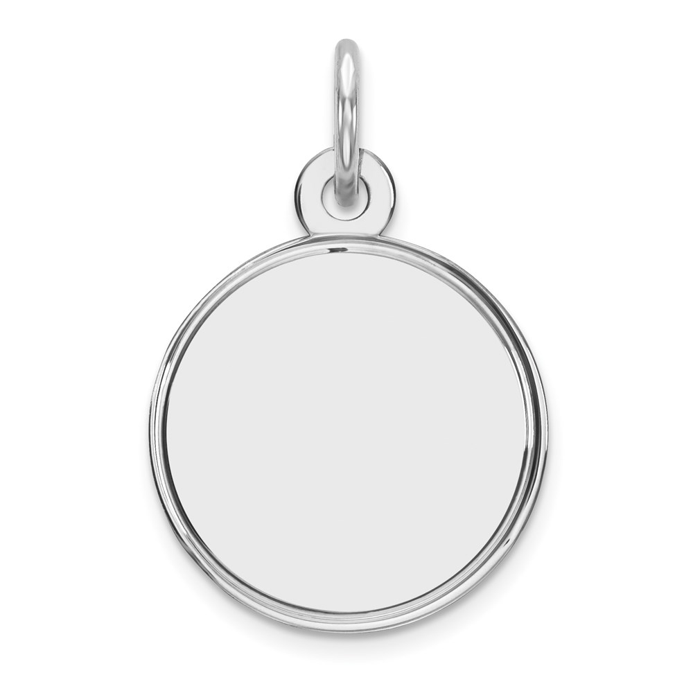 QM379-4.jpg Sterling Silver Rhod-plated Eng. Rnd Polish Front/Satin Back Disc Charm - Image 1