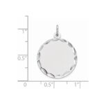 Sterling Silver Rhod-plated Eng. Rnd Polish Front/Satin Back Disc Charm - Image 2