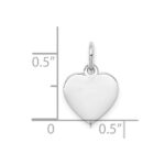 SS Rh-plt Engraveable Heart Polished Front/Satin Back Disc Charm - Image 3