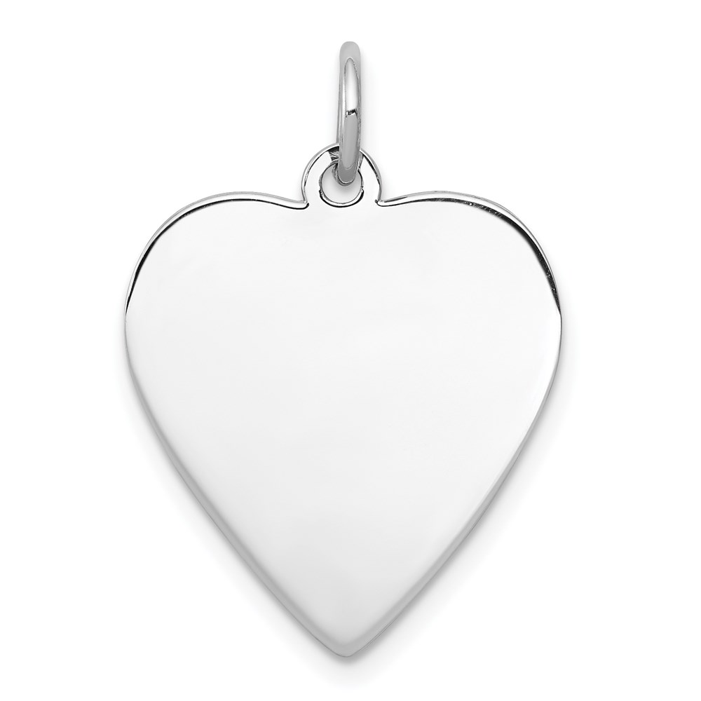 QM391.jpg SS Rh-plt Engraveable Heart Polished Front/Satin Back Disc Charm - Image 1