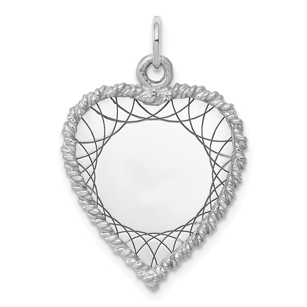 QM396-1.jpg Sterling Silver Rh-plt Engraveable Heart Polished Front/Back Disc Charm - Image 1