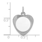 SS Rh-plt Engraveable Heart Polished Front/Satin Back Disc Charm - Image 3
