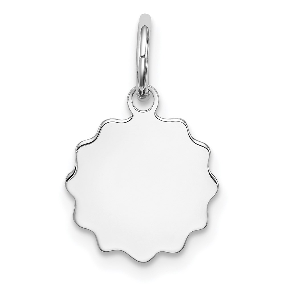 QM413.jpg Sterling Silver Rh-plt Engraveable Polished Front/Satin Back Disc Charm - Image 1