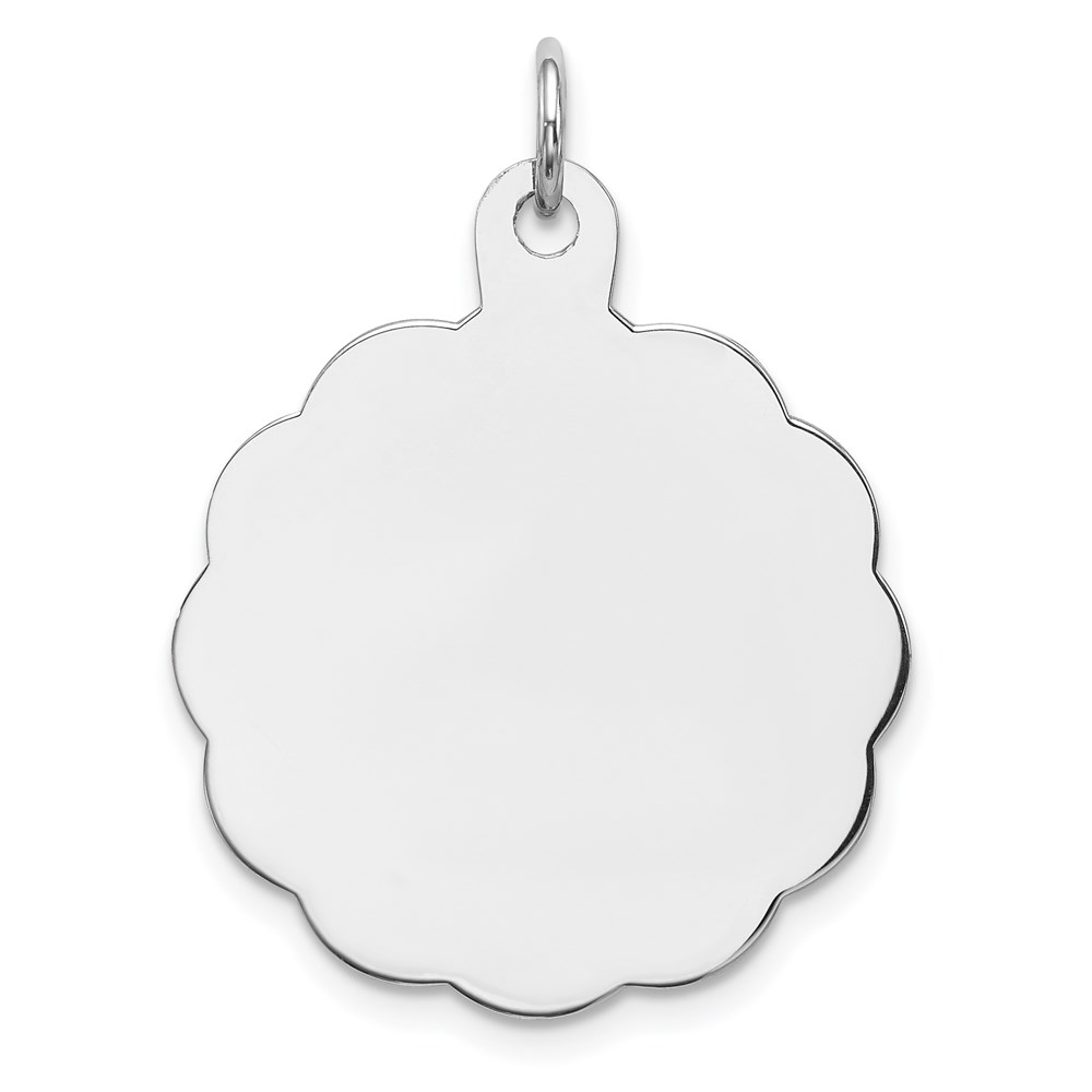 QM416-1.jpg Sterling Silver Rh-plt Engraveable Polished Front/Satin Back Disc Charm - Image 1