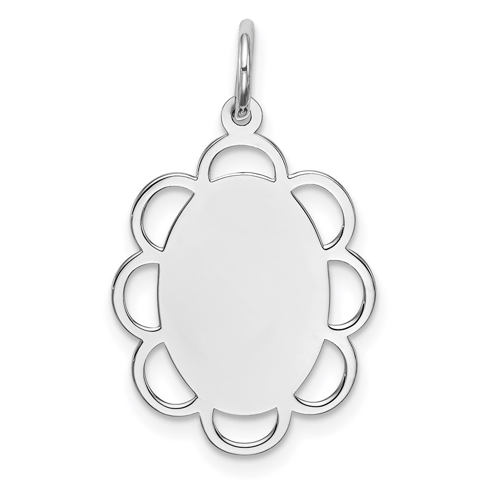 QM432.jpg Sterling Silver Rh-plt Engraveable Polished Front/Satin Back Disc Charm - Image 1