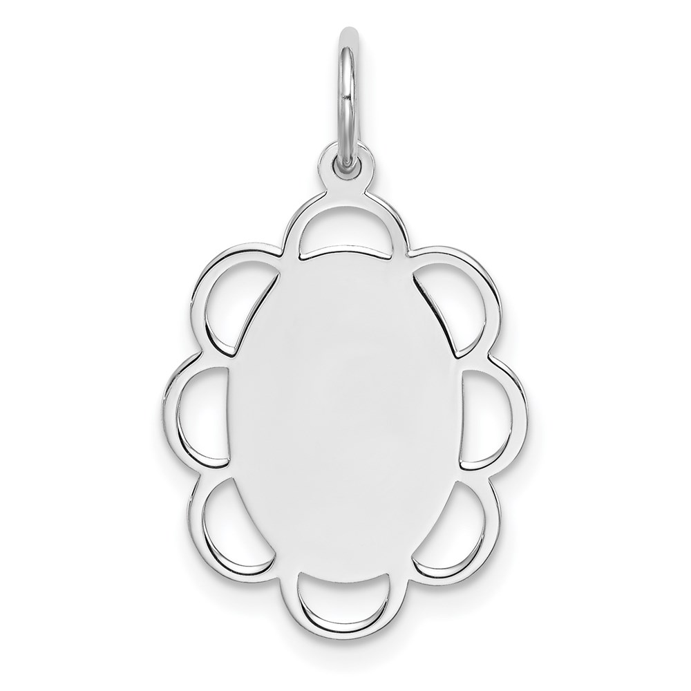 QM433.jpg Sterling Silver Rh-plt Engraveable Polished Front/Satin Back Disc Charm - Image 1