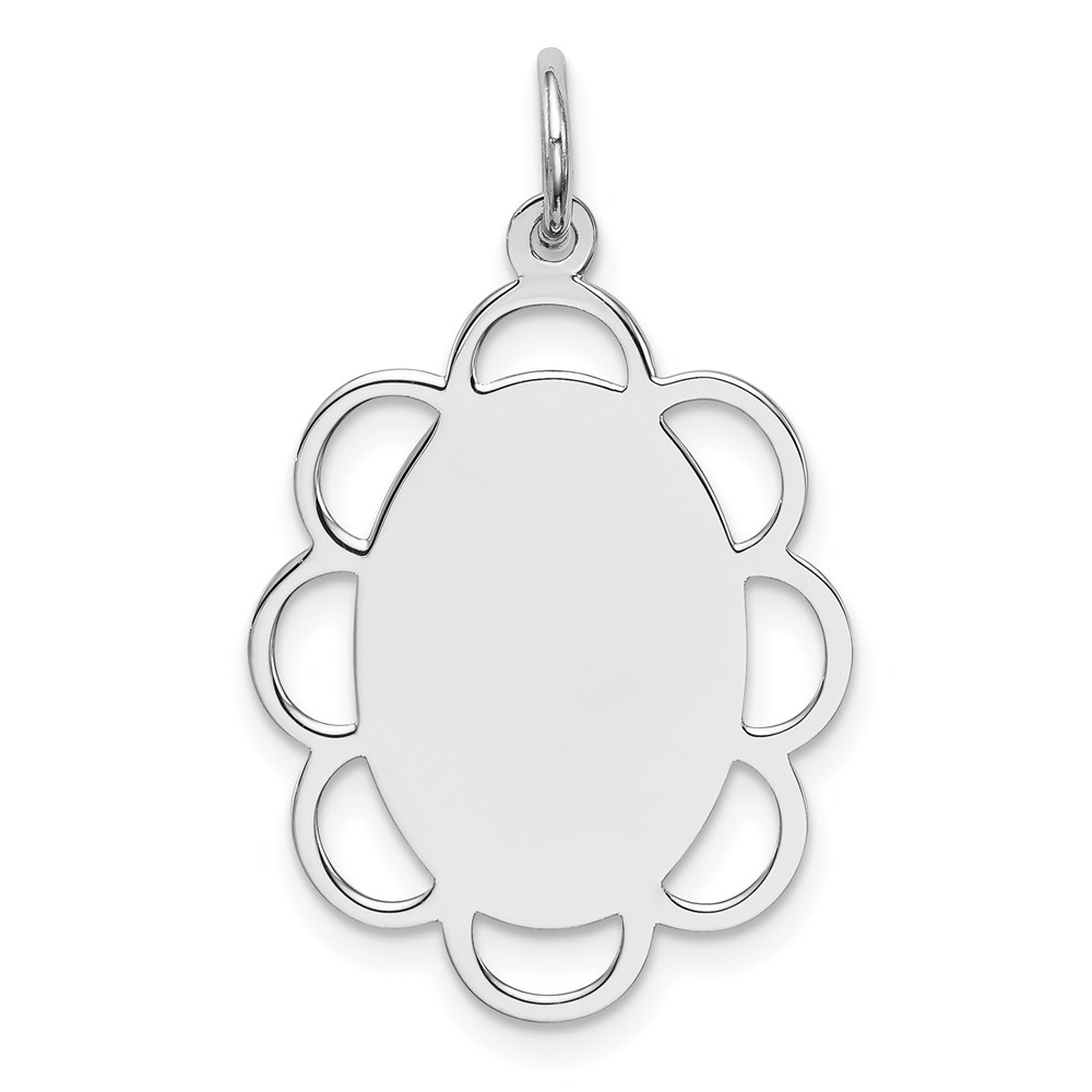 QM434.jpg Sterling Silver Rh-plt Engraveable Polished Front/Satin Back Disc Charm - Image 1