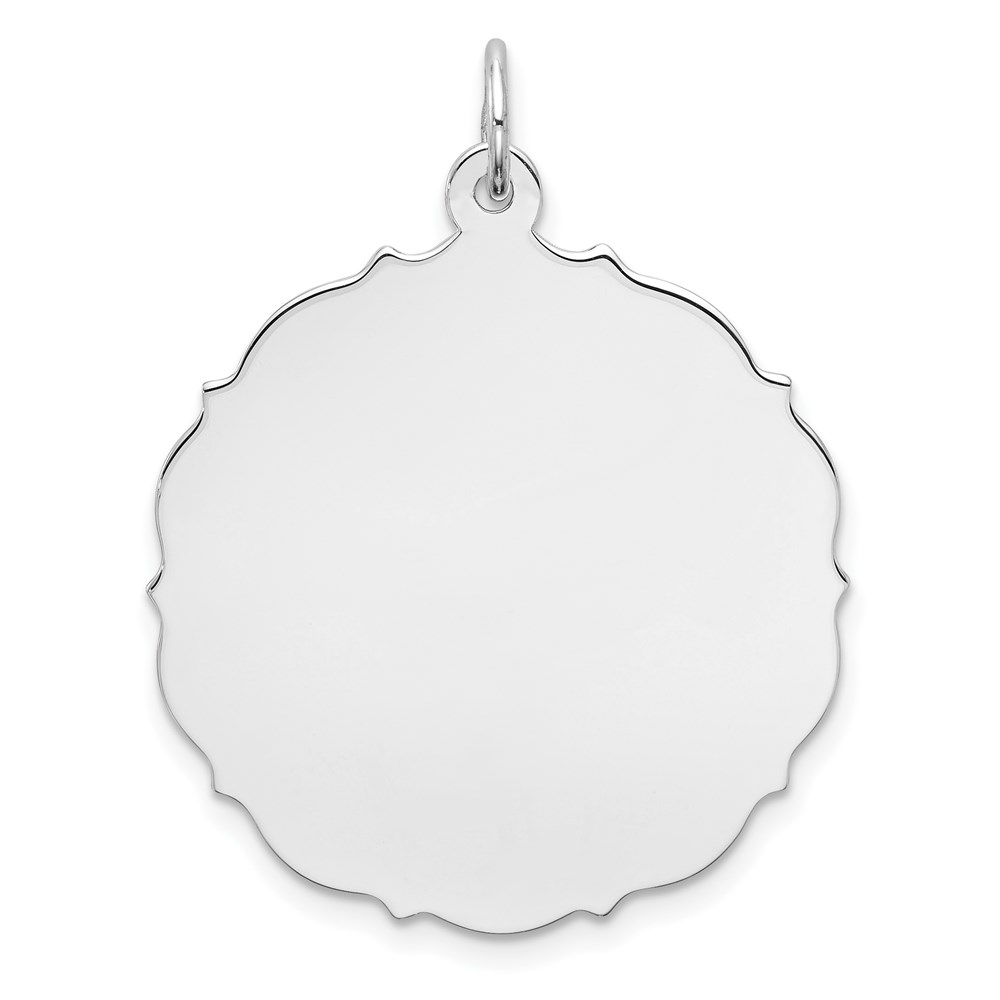 QM437.jpg Sterling Silver Rh-plt Engraveable Polished Front/Satin Back Disc Charm - Image 1