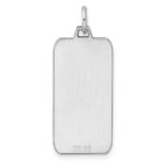 Sterling Silver Rhod-plate Eng. Rect. Polish Front/Satin Back Disc Charm - Image 4