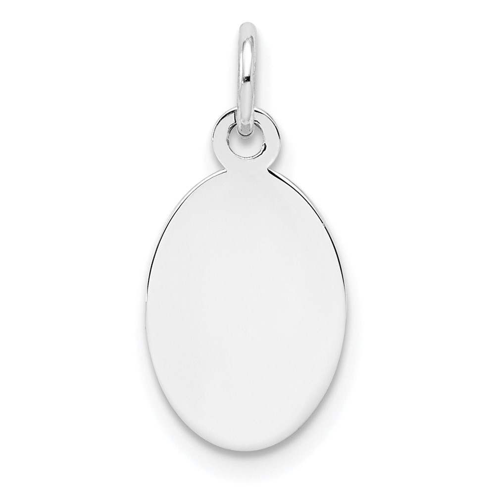 QM452.jpg Sterl Silver Rh-plt Engraveable Oval Polished Front/Satin Back Disc Charm - Image 1