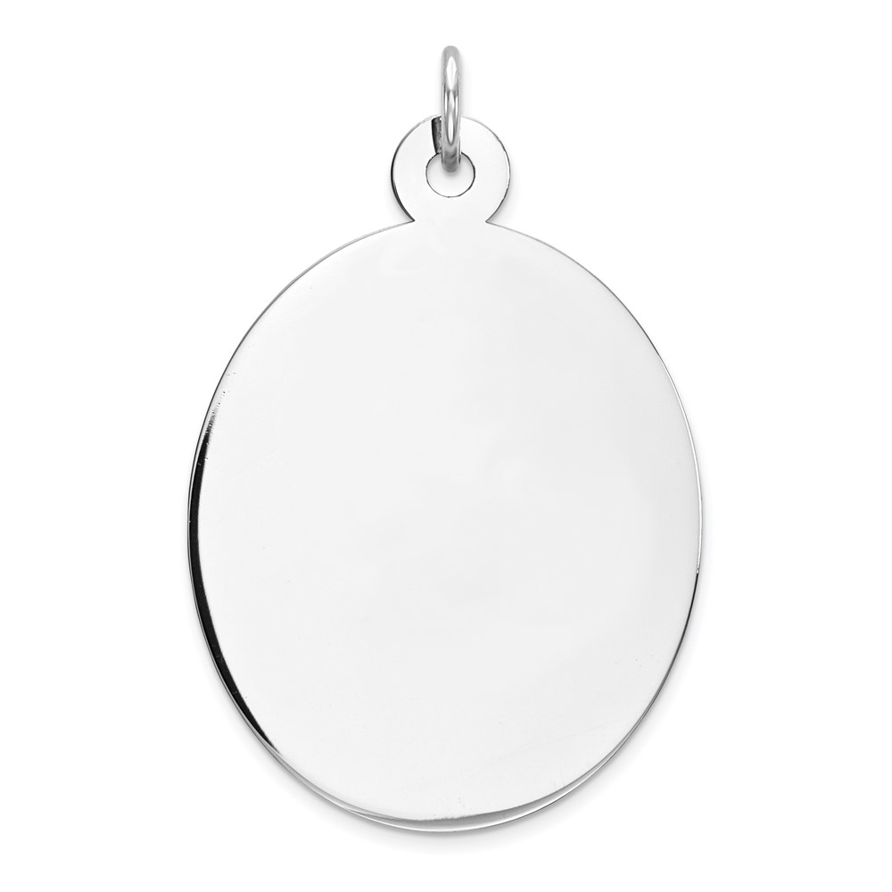 QM454-1.jpg Sterling Silver Rhod-plate Eng. Oval Polish Front/Satin Back Disc Charm - Image 1