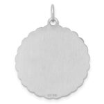 SS Rh-plt Engraveable Scalloped Patterned Polished Front/Satin Back Charm - Image 4