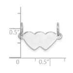 SS Rh-plt Engraveable Double Heart Polished Front/Satin Back Plate - Image 3