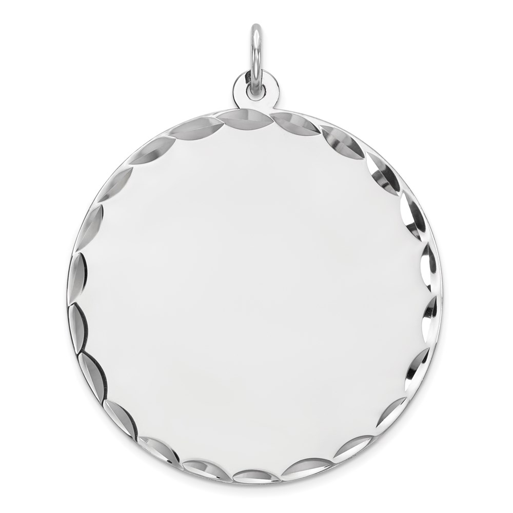 QM499-1.jpg Sterling Silver Rhod-plated ENG. Round Polished Front/Back Disc Charm - Image 1