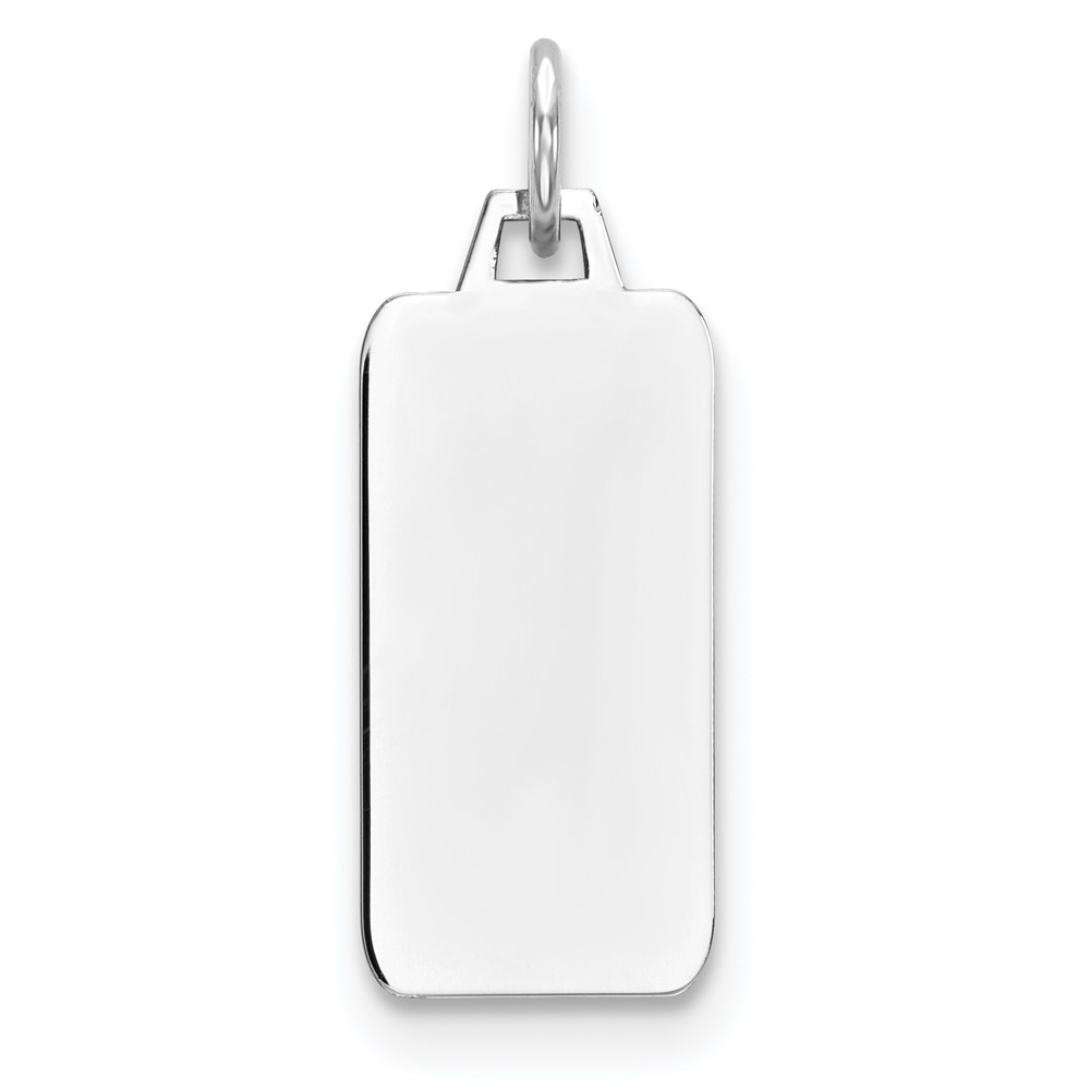 QM507-1.jpg Sterling Silver Rhod-plate Eng. Rect. Polish Front/Satin Back Disc Charm - Image 1