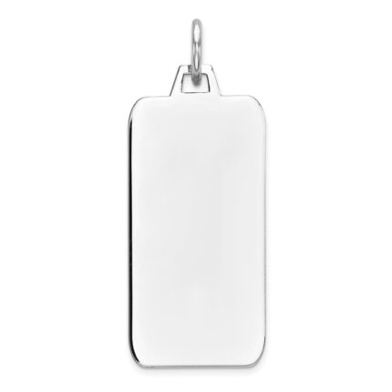 Sterling Silver Rhod-plate Eng. Rect. Polish Front/Satin Back Disc Charm