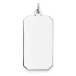 Sterling Silver Rhod-plate Eng. Rect. Polish Front/Satin Back Disc Charm