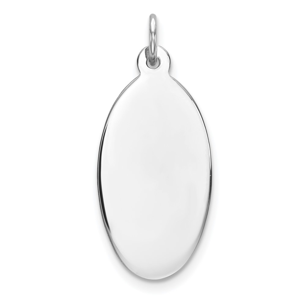 QM514-1.jpg Sterling Silver Rhod-plate Eng. Oval Polish Front/Satin Back Disc Charm - Image 1