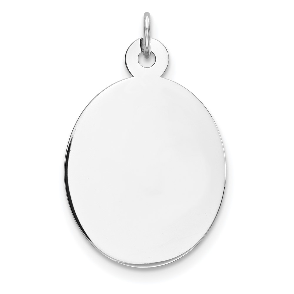 QM517.jpg Sterling Silver Rhod-plate Eng. Oval Polish Front/Satin Back Disc Charm - Image 1