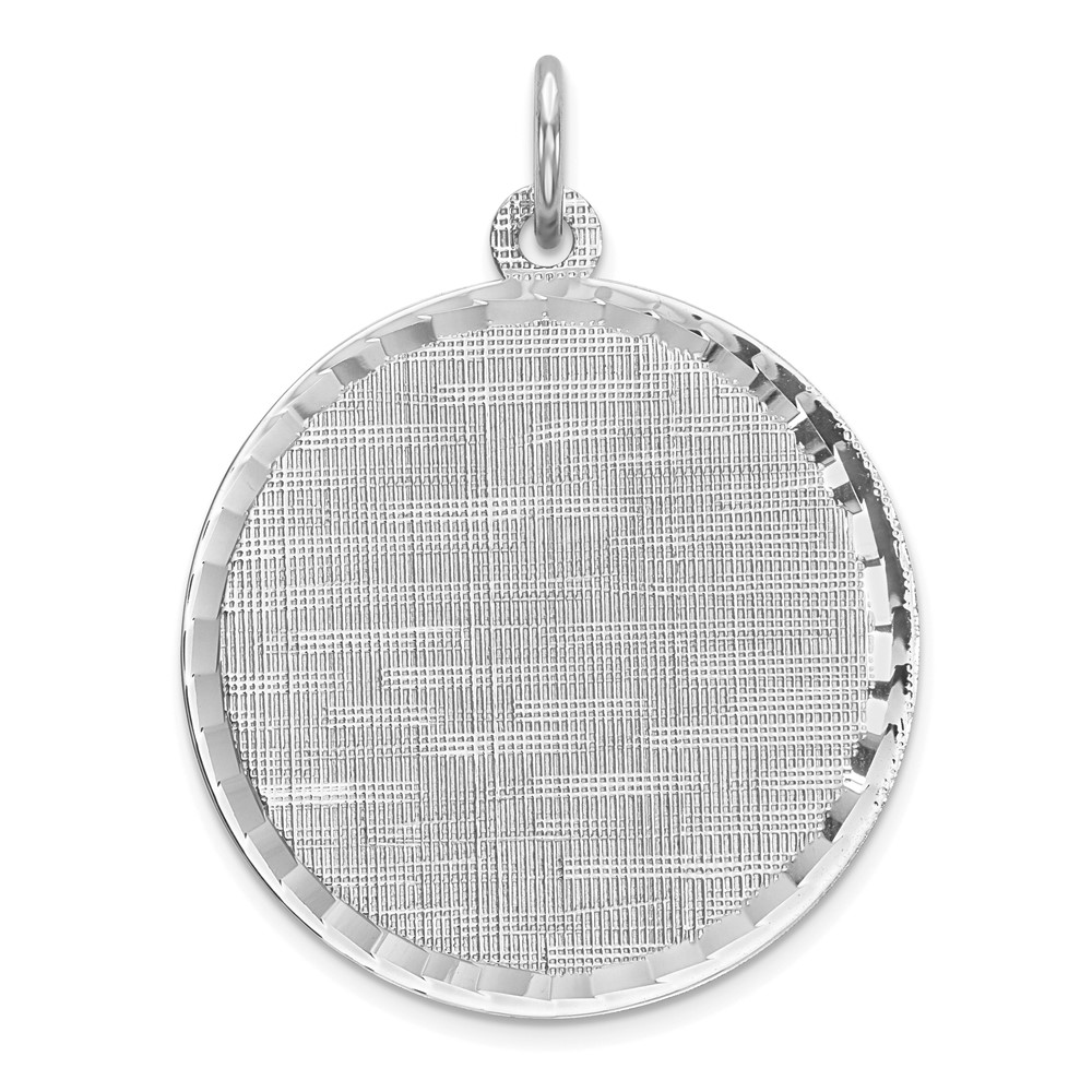 QM518.jpg Sterling Silver Rhod-plated Eng. Rnd Patterned Polish Front/Satin Back Disc - Image 1