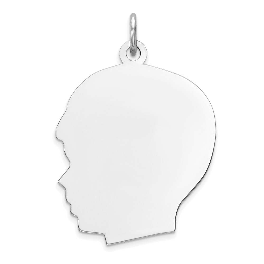 QM521-4.jpg Sterling Silver Rhod-plate Eng. Boy Polished Front & Back Disc Charm - Image 1