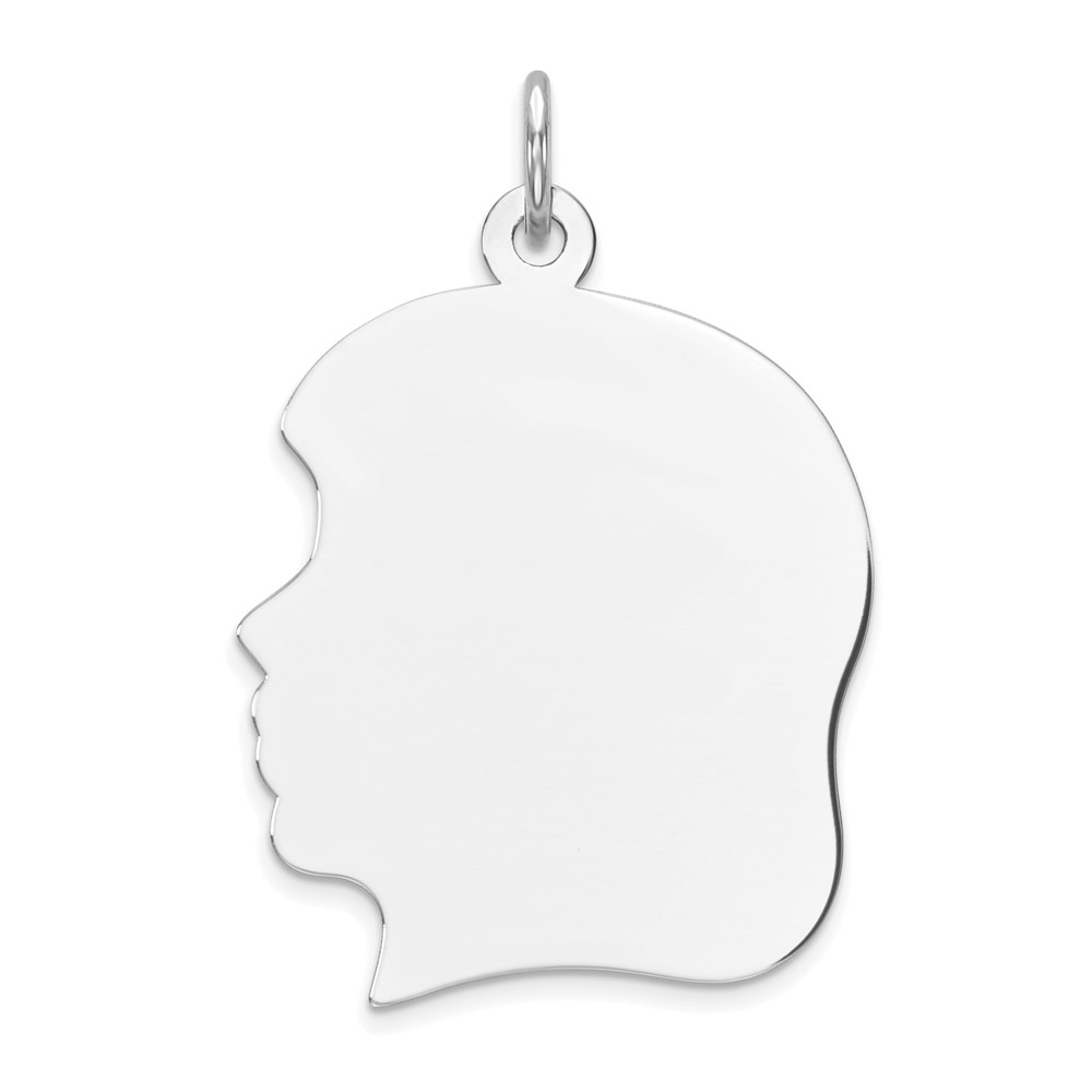 QM522.jpg Sterling Silver Rhod-plate Eng. Girl Polished Front/Satin Back Disc Charm - Image 1