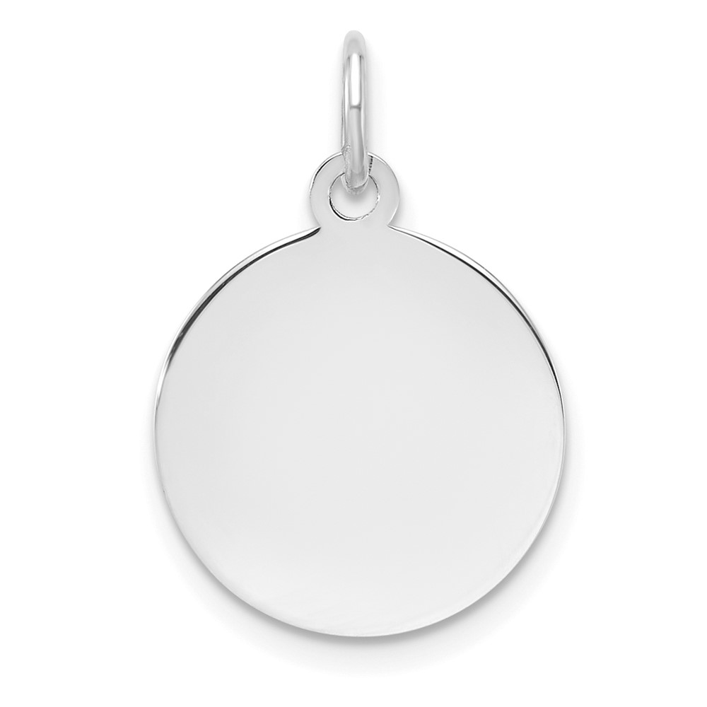 QM539P-4.jpg Sterling Silver Rh-plt Engraveable Round Polished Front/Back Disc Charm - Image 1