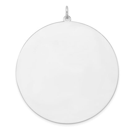 Sterling Silver Rhod-plated Eng. Rnd Polish Front/Back Disc Charm