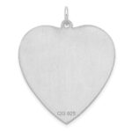 Sterling Silver Rhod-plated Eng. Heart Polish Front/Satin Back Disc Charm - Image 2